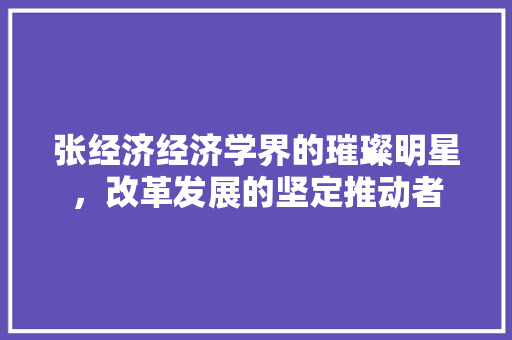 张经济经济学界的璀璨明星,改革发展的坚定推动者 张经济经济学界的璀璨明星,改革发展的坚定推动者