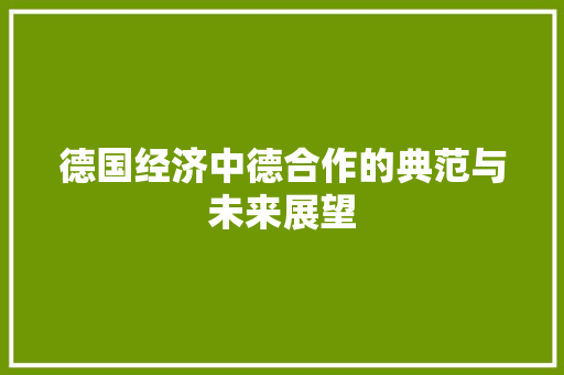 德国经济中德合作的典范与未来展望 德国经济中德合作的典范与未来展望