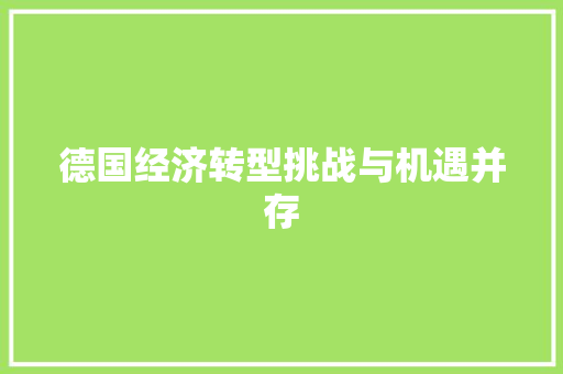 德国经济转型挑战与机遇并存 德国经济转型挑战与机遇并存