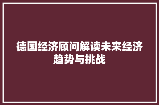德国经济顾问解读未来经济趋势与挑战 德国经济顾问解读未来经济趋势与挑战