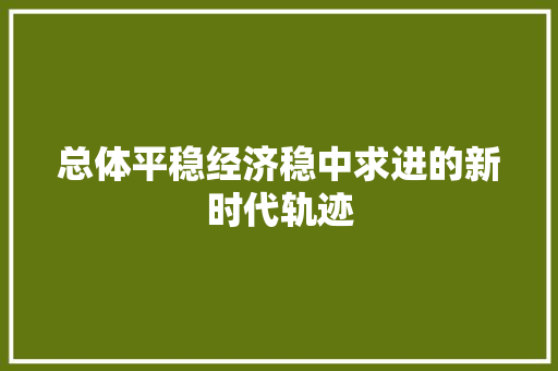 总体平稳经济稳中求进的新时代轨迹 总体平稳经济稳中求进的新时代轨迹