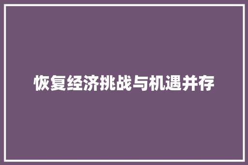 恢复经济挑战与机遇并存 恢复经济挑战与机遇并存