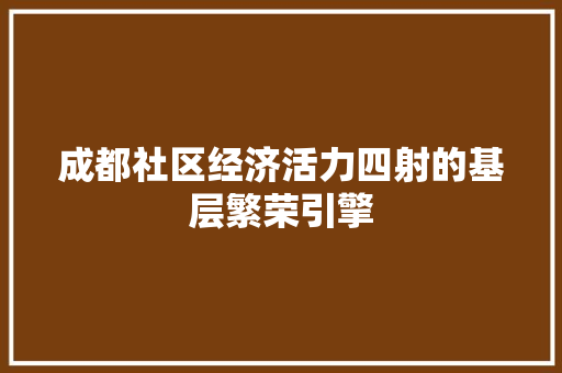 成都社区经济活力四射的基层繁荣引擎 成都社区经济活力四射的基层繁荣引擎