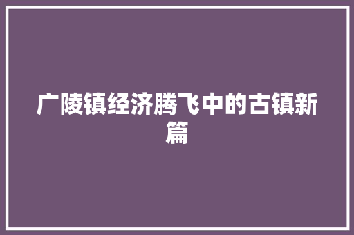 广陵镇经济腾飞中的古镇新篇 广陵镇经济腾飞中的古镇新篇