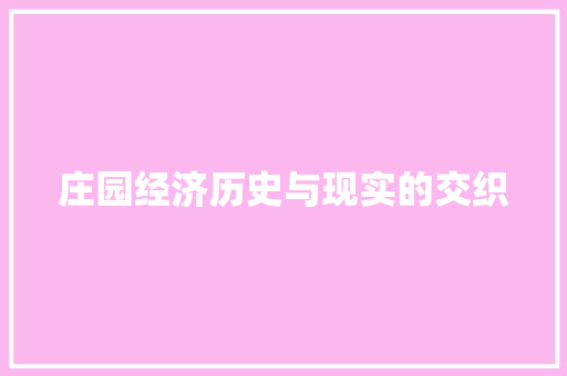 庄园经济历史与现实的交织 庄园经济历史与现实的交织