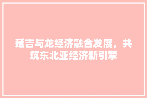延吉与龙经济融合发展,共筑东北亚经济新引擎 延吉与龙经济融合发展,共筑东北亚经济新引擎