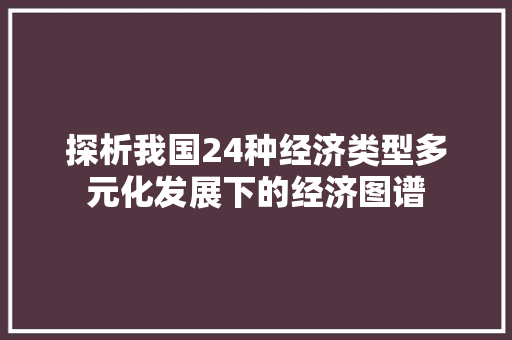 探析我国24种经济类型多元化发展下的经济图谱