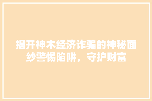 揭开神木经济诈骗的神秘面纱警惕陷阱,守护财富 揭开神木经济诈骗的神秘面纱警惕陷阱,守护财富