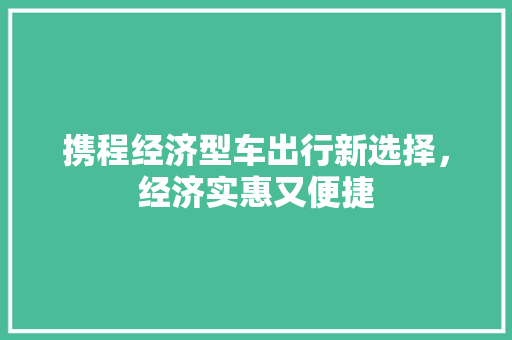 携程经济型车出行新选择,经济实惠又便捷 携程经济型车出行新选择,经济实惠又便捷