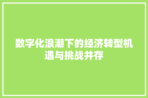 数字化浪潮下的经济转型机遇与挑战并存 数字化浪潮下的经济转型机遇与挑战并存