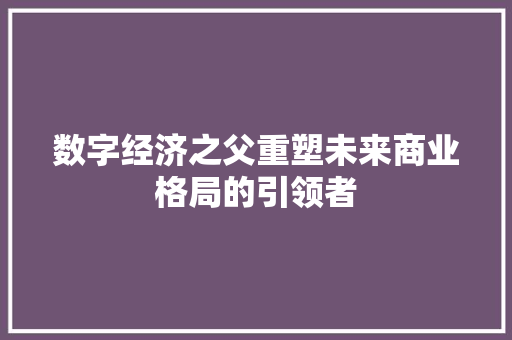 数字经济之父重塑未来商业格局的引领者 数字经济之父重塑未来商业格局的引领者