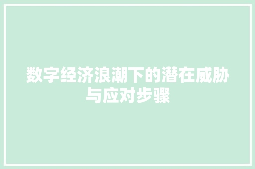 数字经济浪潮下的潜在威胁与应对步骤 数字经济浪潮下的潜在威胁与应对步骤