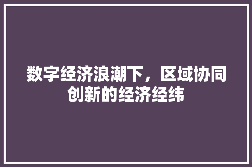 数字经济浪潮下,区域协同创新的经济经纬 数字经济浪潮下,区域协同创新的经济经纬