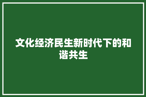 文化经济民生新时代下的和谐共生 文化经济民生新时代下的和谐共生