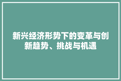 新兴经济形势下的变革与创新趋势、挑战与机遇 新兴经济形势下的变革与创新趋势、挑战与机遇