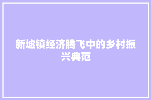 新墟镇经济腾飞中的乡村振兴典范 新墟镇经济腾飞中的乡村振兴典范