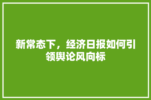 新常态下,经济日报如何引领舆论风向标 新常态下,经济日报如何引领舆论风向标