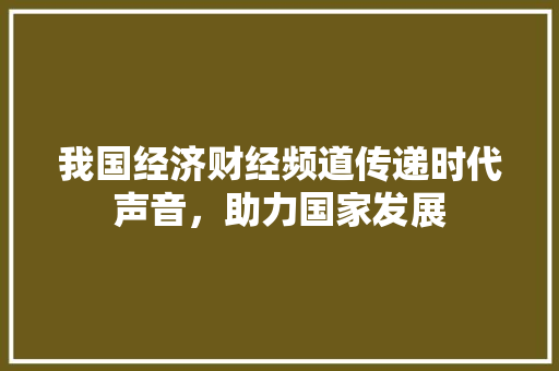 我国经济财经频道传递时代声音,助力国家发展 我国经济财经频道传递时代声音,助力国家发展