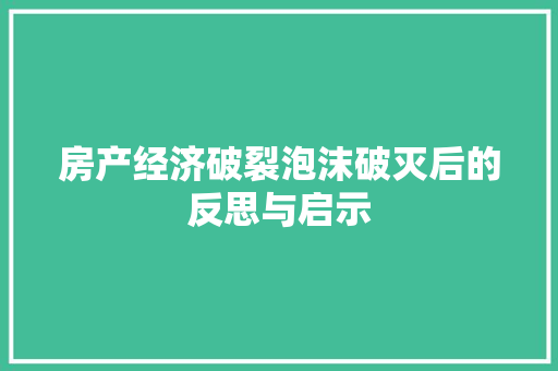 房产经济破裂泡沫破灭后的反思与启示 房产经济破裂泡沫破灭后的反思与启示