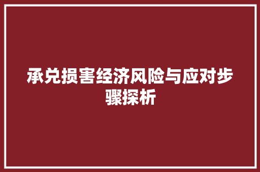 承兑损害经济风险与应对步骤探析 承兑损害经济风险与应对步骤探析