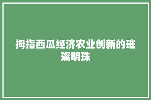 拇指西瓜经济农业创新的璀璨明珠 拇指西瓜经济农业创新的璀璨明珠