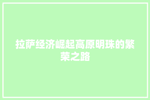 拉萨经济崛起高原明珠的繁荣之路 拉萨经济崛起高原明珠的繁荣之路