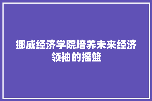 挪威经济学院培养未来经济领袖的摇篮 挪威经济学院培养未来经济领袖的摇篮