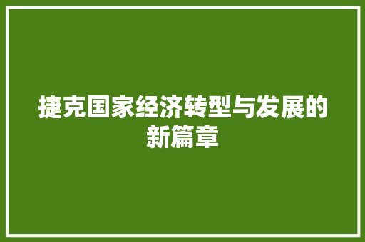 捷克国家经济转型与发展的新篇章 捷克国家经济转型与发展的新篇章