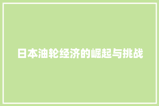 日本油轮经济的崛起与挑战 日本油轮经济的崛起与挑战