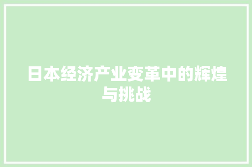 日本经济产业变革中的辉煌与挑战 日本经济产业变革中的辉煌与挑战