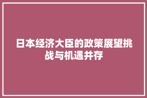 日本经济大臣的政策展望挑战与机遇并存 日本经济大臣的政策展望挑战与机遇并存