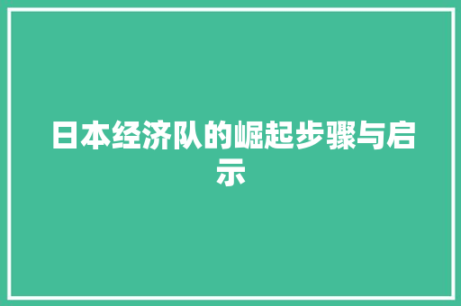 日本经济队的崛起步骤与启示 日本经济队的崛起步骤与启示