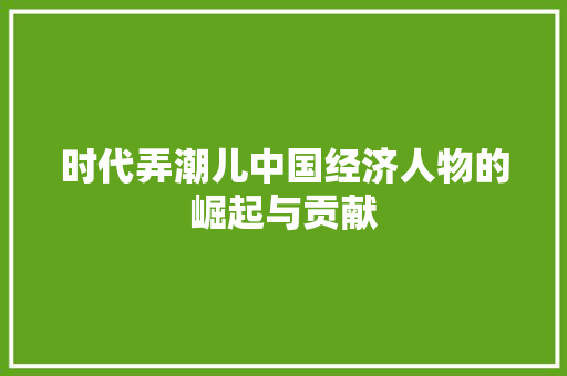 时代弄潮儿中国经济人物的崛起与贡献 时代弄潮儿中国经济人物的崛起与贡献