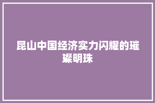 昆山中国经济实力闪耀的璀璨明珠 昆山中国经济实力闪耀的璀璨明珠