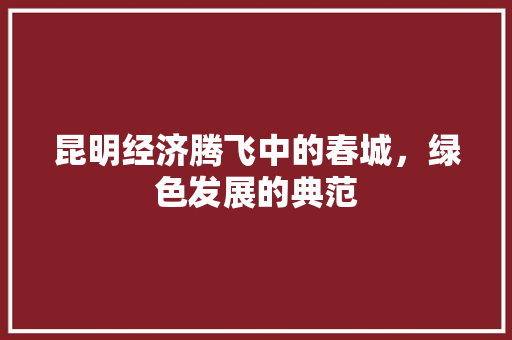 昆明经济腾飞中的春城,绿色发展的典范 昆明经济腾飞中的春城,绿色发展的典范