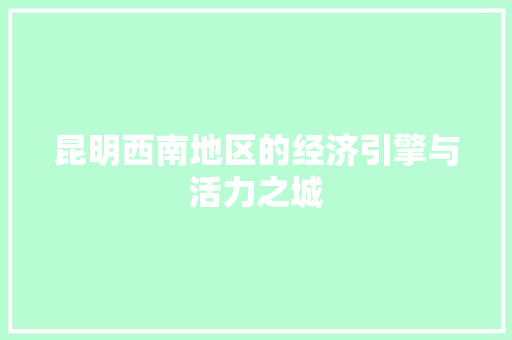 昆明西南地区的经济引擎与活力之城 昆明西南地区的经济引擎与活力之城