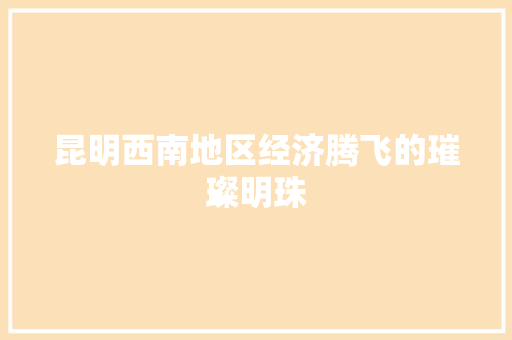 昆明西南地区经济腾飞的璀璨明珠 昆明西南地区经济腾飞的璀璨明珠