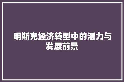 明斯克经济转型中的活力与发展前景 明斯克经济转型中的活力与发展前景