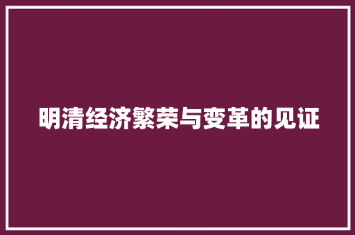 明清经济繁荣与变革的见证 明清经济繁荣与变革的见证