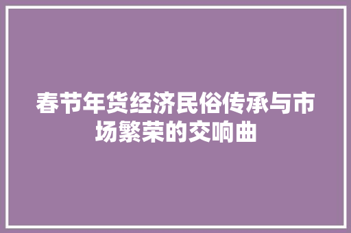 春节年货经济民俗传承与市场繁荣的交响曲 春节年货经济民俗传承与市场繁荣的交响曲