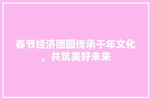 春节经济团圆传承千年文化,共筑美好未来 春节经济团圆传承千年文化,共筑美好未来