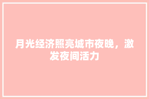 月光经济照亮城市夜晚,激发夜间活力 月光经济照亮城市夜晚,激发夜间活力