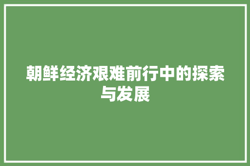 朝鲜经济艰难前行中的探索与发展 朝鲜经济艰难前行中的探索与发展