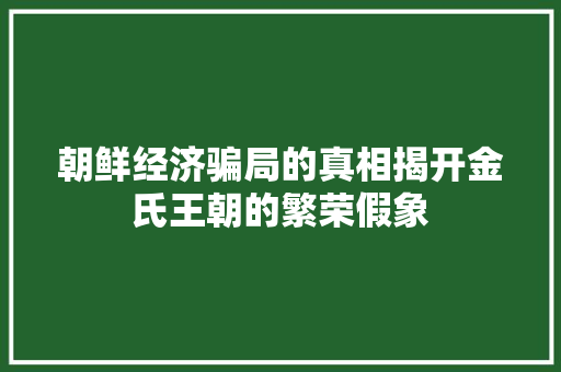 朝鲜经济骗局的真相揭开金氏王朝的繁荣假象 朝鲜经济骗局的真相揭开金氏王朝的繁荣假象