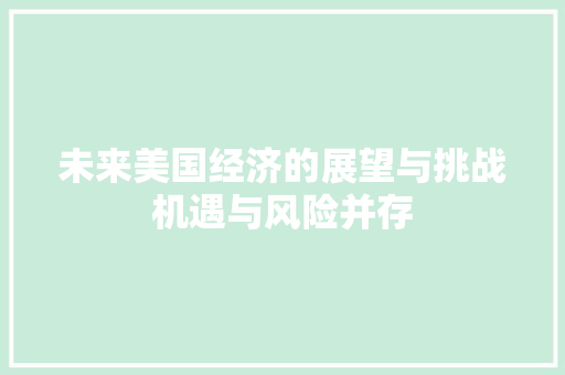 未来美国经济的展望与挑战机遇与风险并存