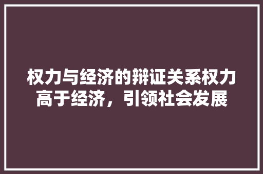 权力与经济的辩证关系权力高于经济,引领社会发展 权力与经济的辩证关系权力高于经济,引领社会发展