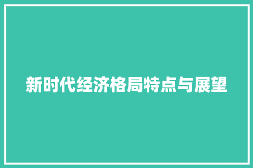 新时代经济格局特点与展望 新时代经济格局特点与展望