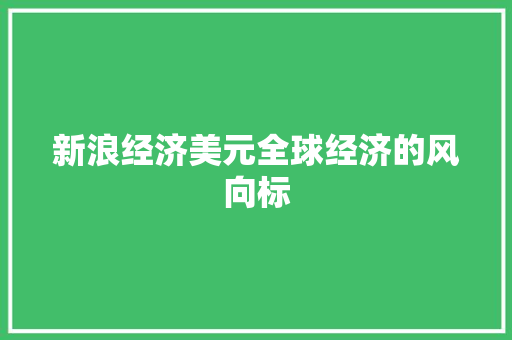 新浪经济美元全球经济的风向标 新浪经济美元全球经济的风向标