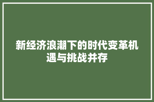 新经济浪潮下的时代变革机遇与挑战并存 新经济浪潮下的时代变革机遇与挑战并存