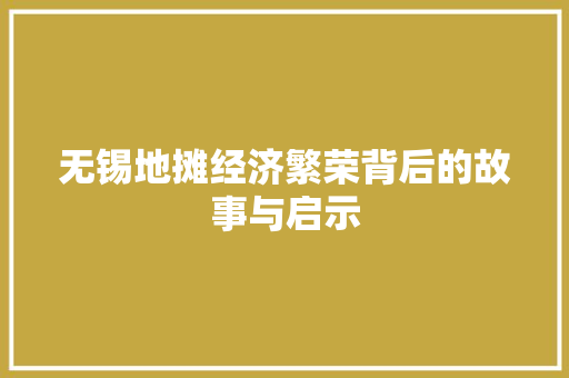 无锡地摊经济繁荣背后的故事与启示